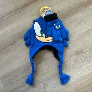Sonic the Hedgehog Boys Kids Matching Hat and Gloves Set NWT